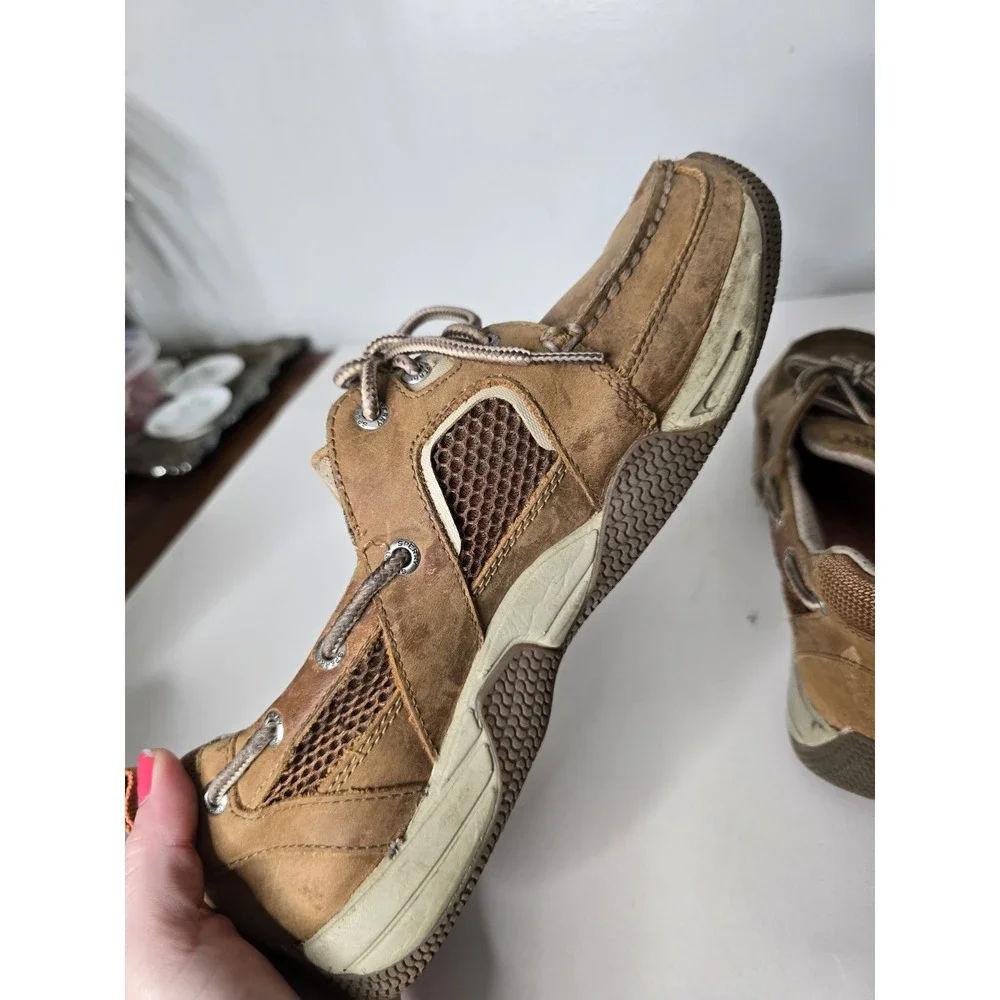 Sperry Sea Kite Sport Moc Boat Shoes Men Brown Leather Lace Water-resistant 10.5
